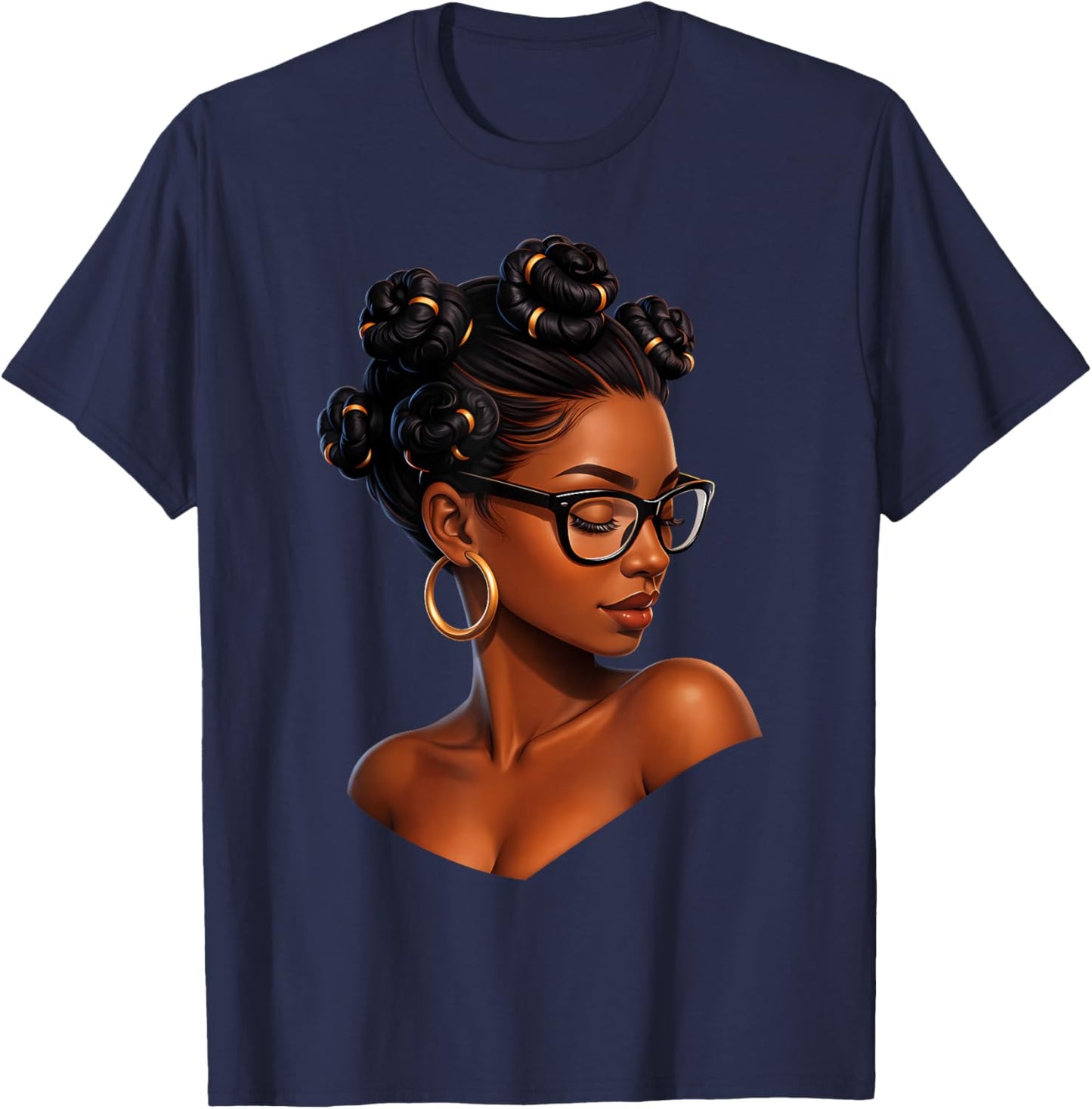 Melanin Afro Woman African American Black History Month T-Shirt - T-Shirt | Navy