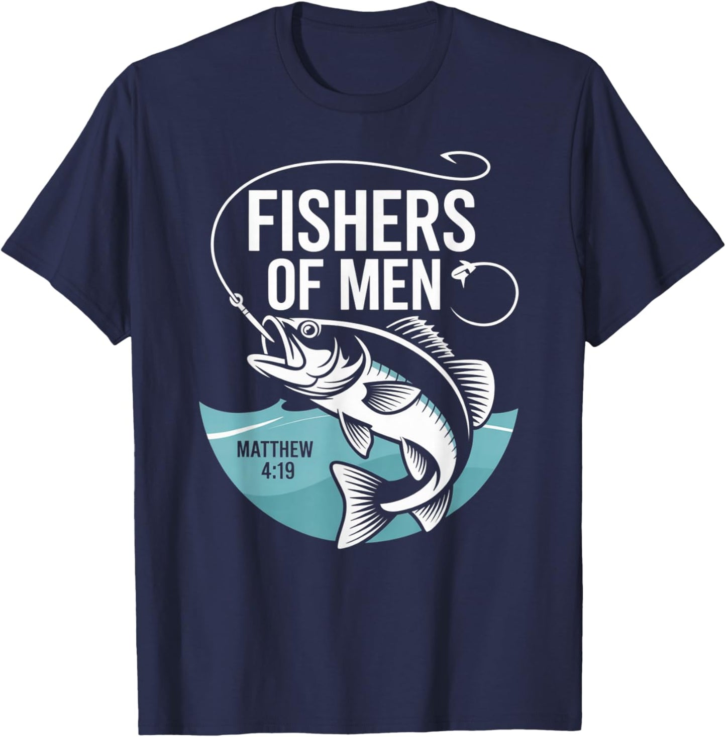 Christian Angler Fishers of Men Matthew 4 19 Verse T-Shirt - T-Shirt | Navy