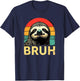 Retro Sloth Bruh T-Shirt - T-Shirt | Navy