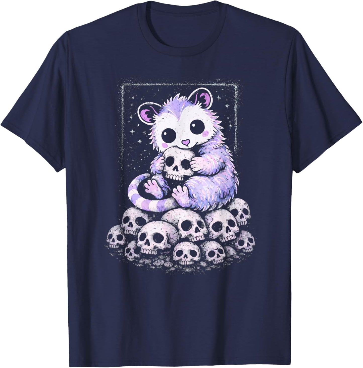 Opossum Creepy Cute Skulls Kawaii Pastel Goth Alt Aesthetic T-Shirt - T-Shirt | Navy