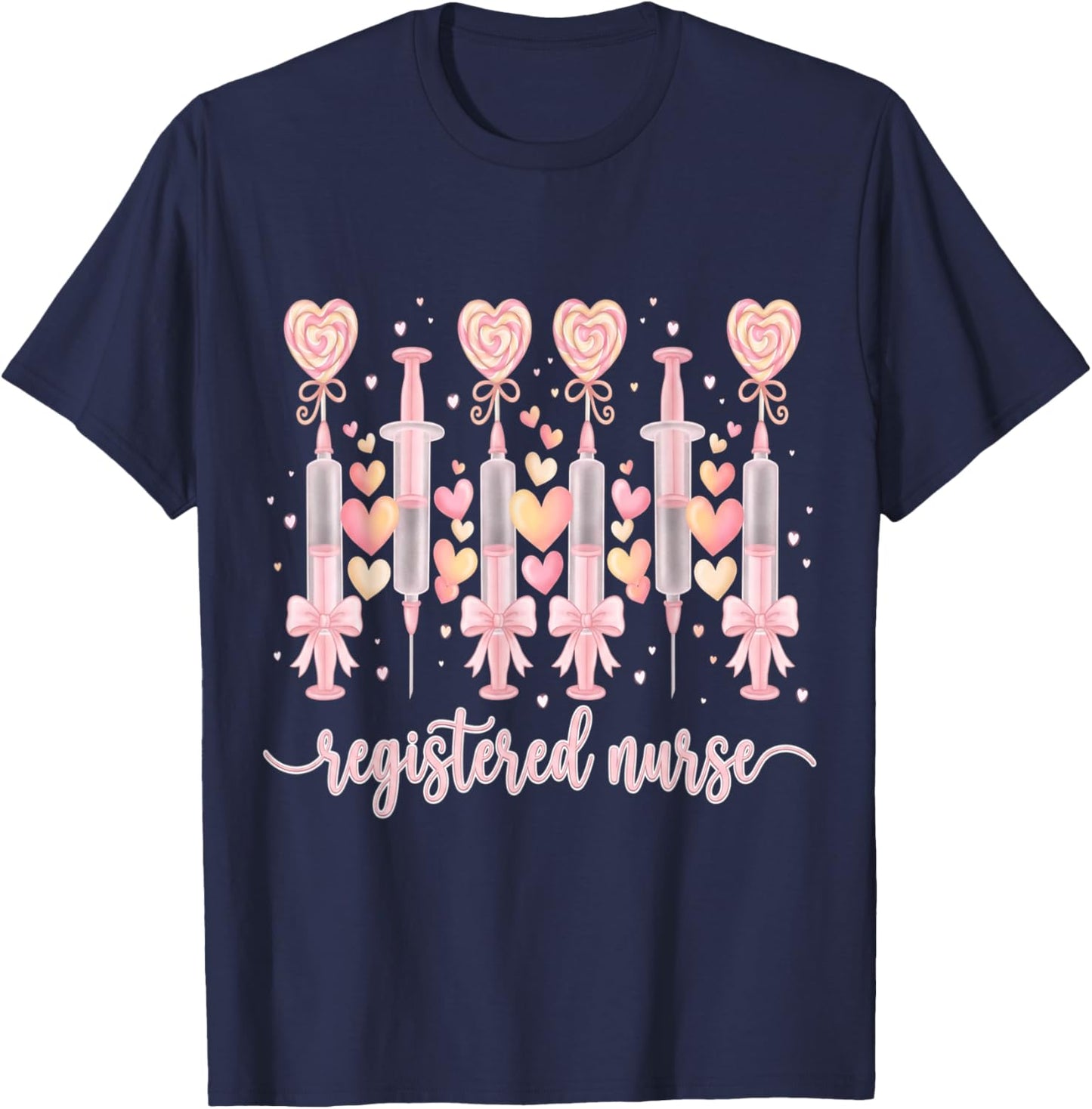 Healthcare Heart Registered Nurse RN Valentines Nurses T-Shirt - T-Shirt | Navy