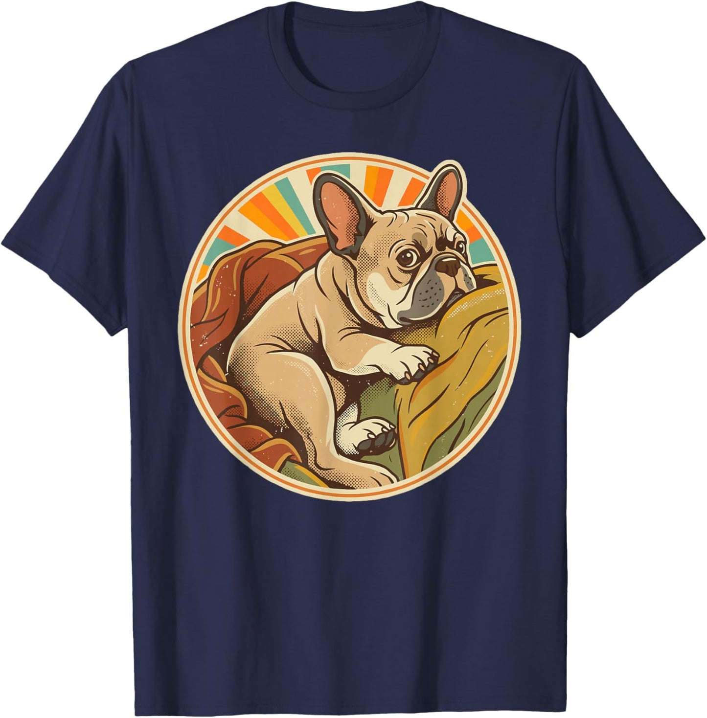 Retro French Bulldog Dog Mom Dog Dad Funny Frenchie T-Shirt - T-Shirt | Navy