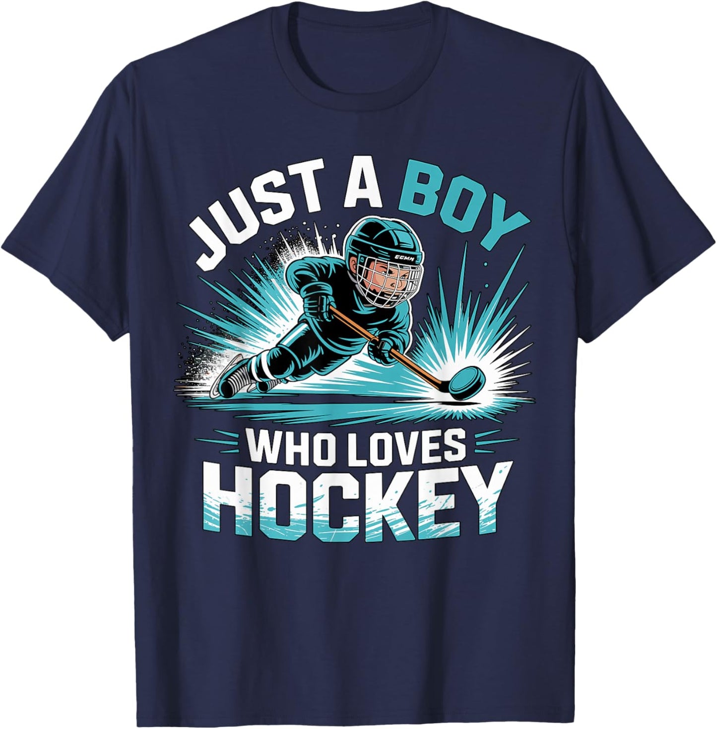 Just A Boy Who Loves Hockey T-Shirt - T-Shirt | Navy