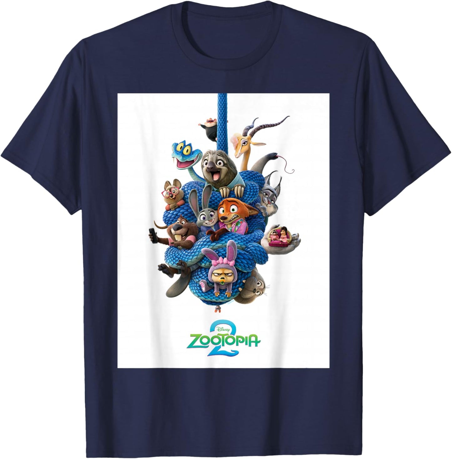 Disney Zootopia 2 Gary De'Snake Tangle Official Poster Art T-Shirt - T-Shirt | Navy
