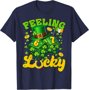 Feeling Lucky St Patricks Day Six Seven Dice 67 Meme Men Boy T-Shirt - T-Shirt | Navy