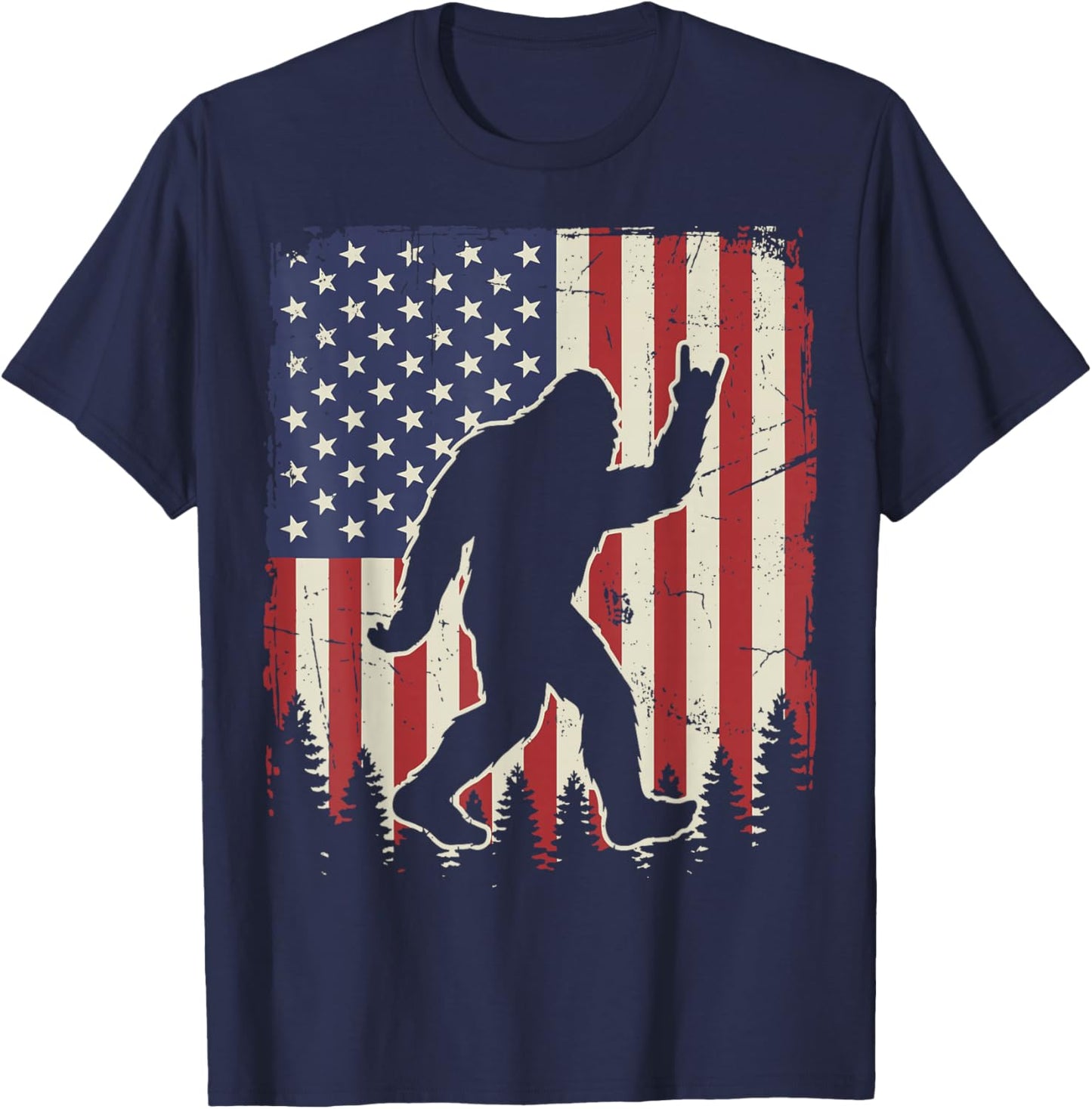 Bigfoot USA Flag T-Shirt - T-Shirt | Navy