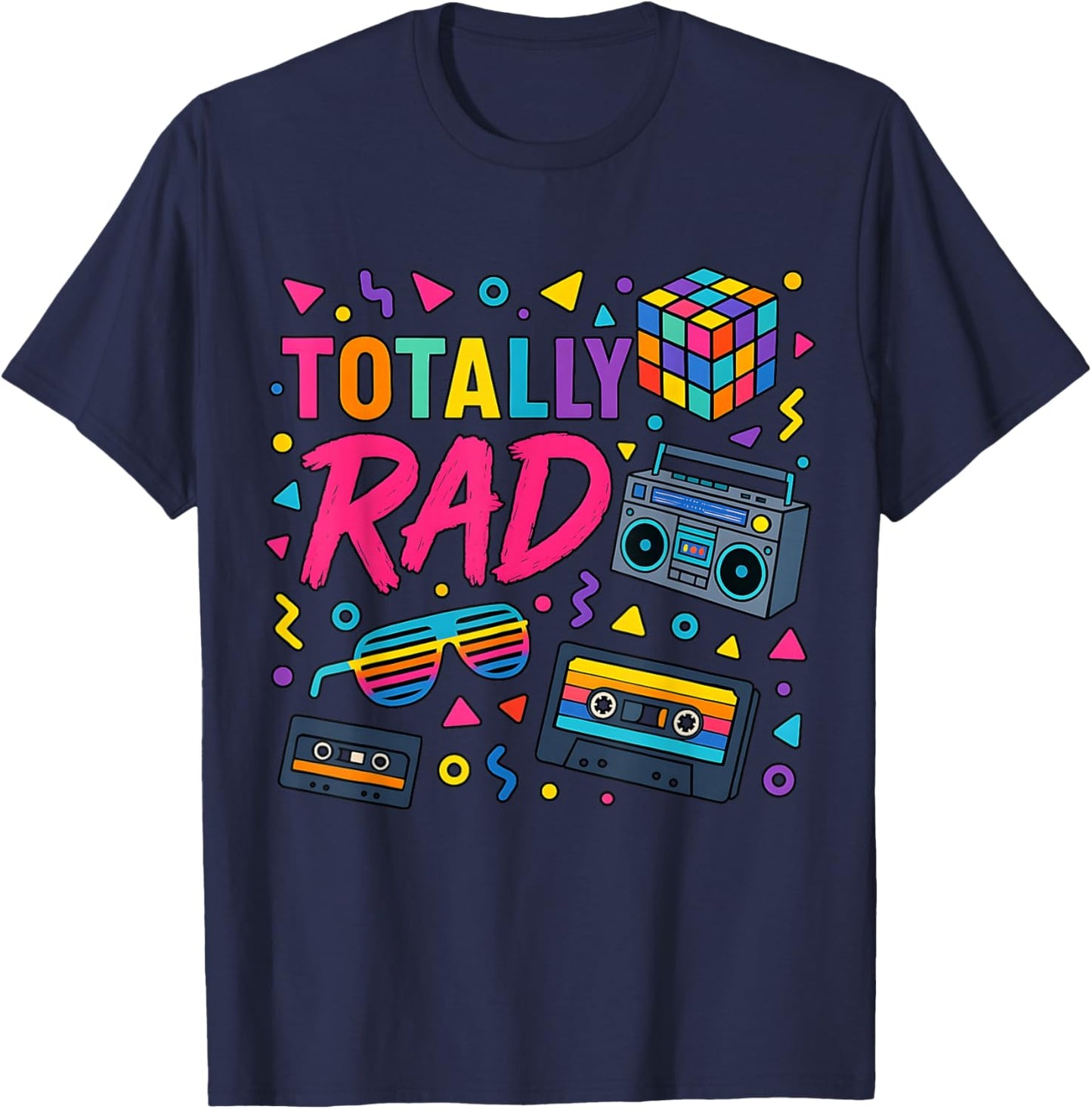 Totally Rad Retro Classic 80s Fun Party Throwback T-Shirt - T-Shirt | Navy