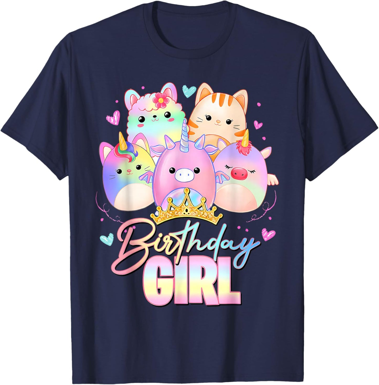 Cute Birthday Girl Squish Squad Funny Birthday Party Costume T-Shirt - T-Shirt | Navy