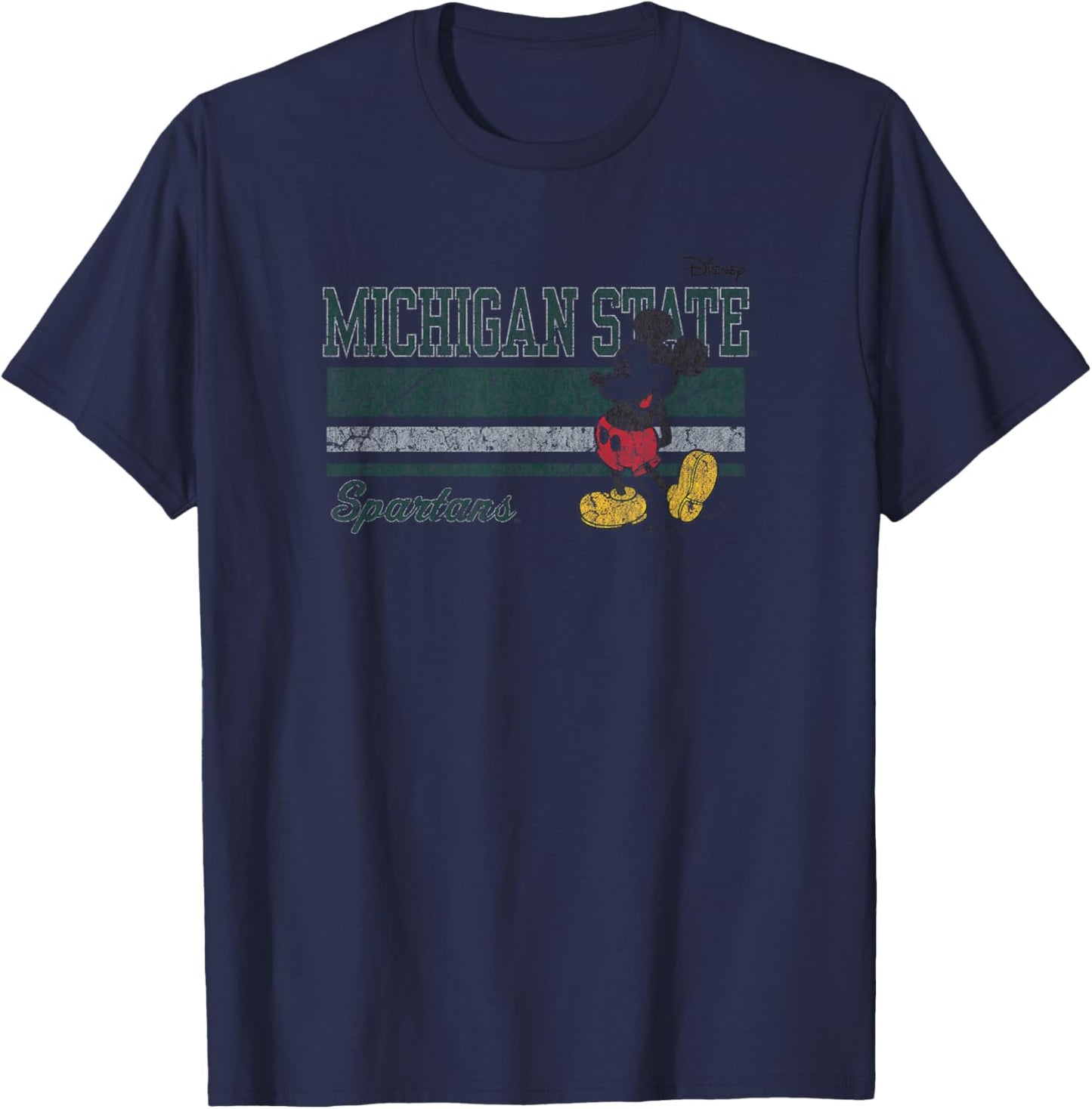 Michigan State Spartans Mickey Mouse Vintage White T-Shirt - T-Shirt | Navy