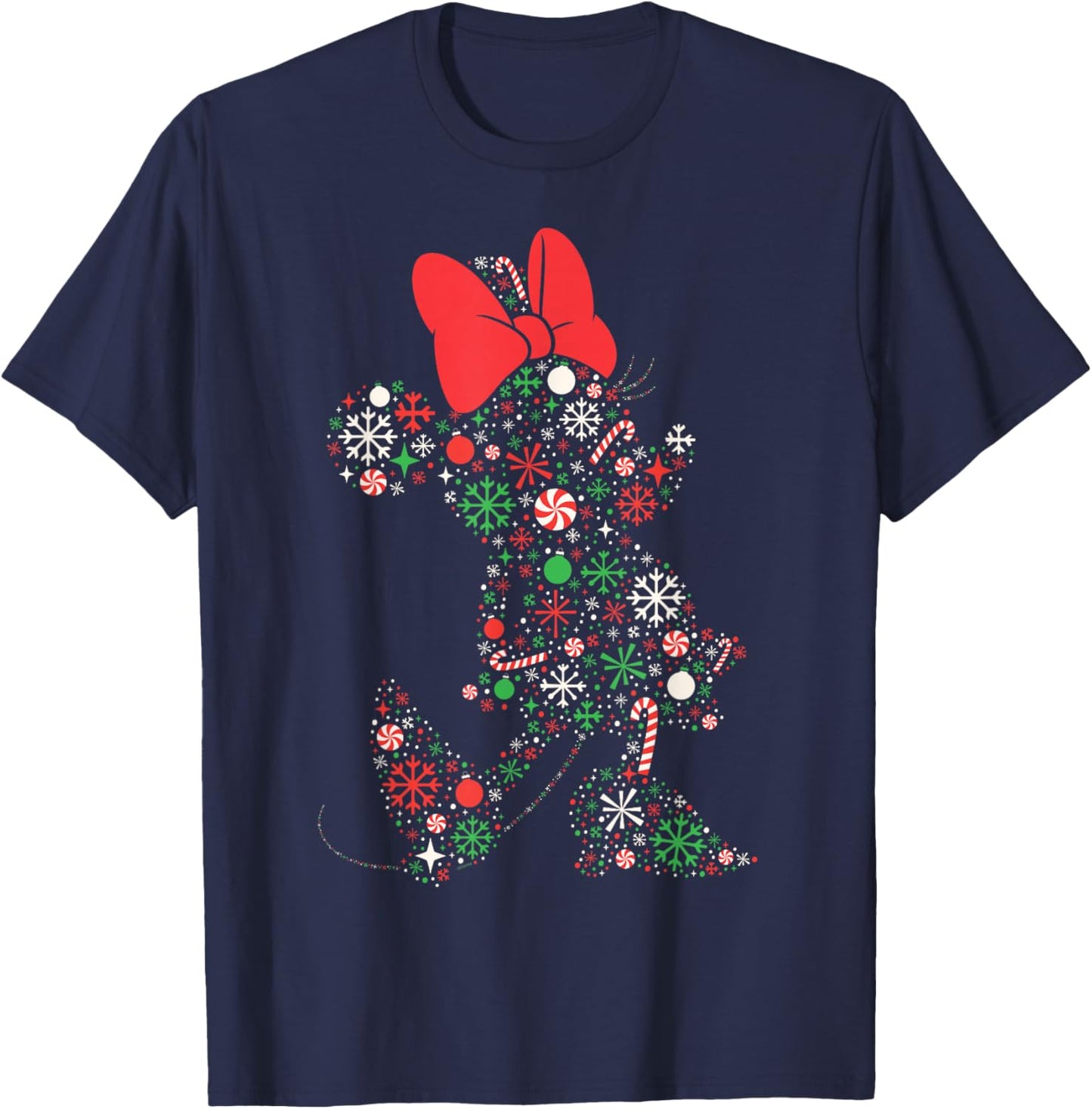 Disney Minnie Mouse Christmas Holiday Icon Filled Silhouette T-Shirt - T-Shirt | Navy