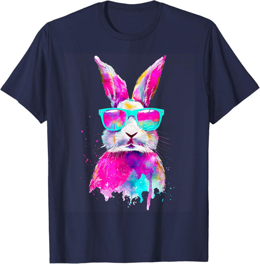 Bunny Face with Sunglasses Easter Day Men Women Kids T-Shirt - T-Shirt | Navy