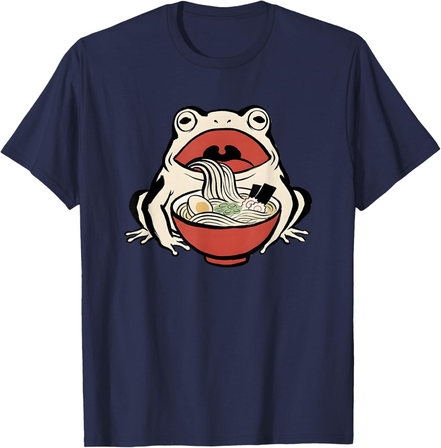 Frog Ramen Japanese Art Noodles Kawaii Anime Frog Ramen T-Shirt - T-Shirt | Navy