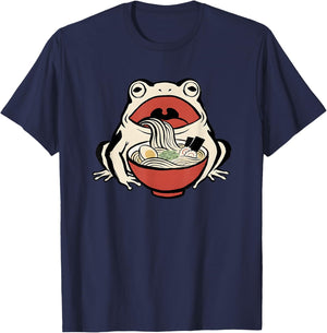 Frog Ramen Japanese Art Noodles Kawaii Anime Frog Ramen T-Shirt - T-Shirt | Navy