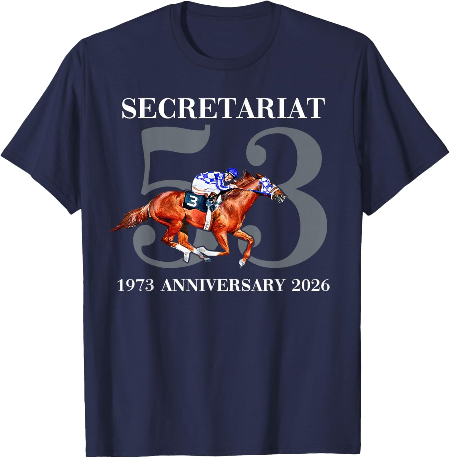 Secretariat 1973 Horse Racing T-Shirt - T-Shirt | Navy