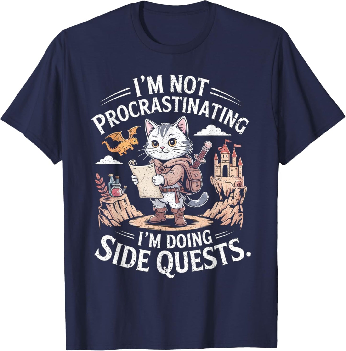 I'm Not Procrastinating I'm Doing Side Quests RPG Gamer T-Shirt - T-Shirt | Navy