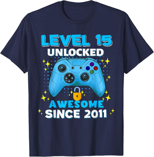 15th Birthday for Boys 15 Years Birthday Kids Gifts T-Shirt - T-Shirt | Navy