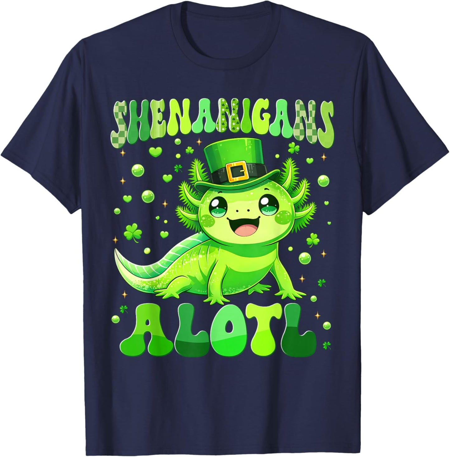Funny Shenanigans Alotl Axolotl St Patricks Day Boy Kid T-Shirt - T-Shirt | Navy