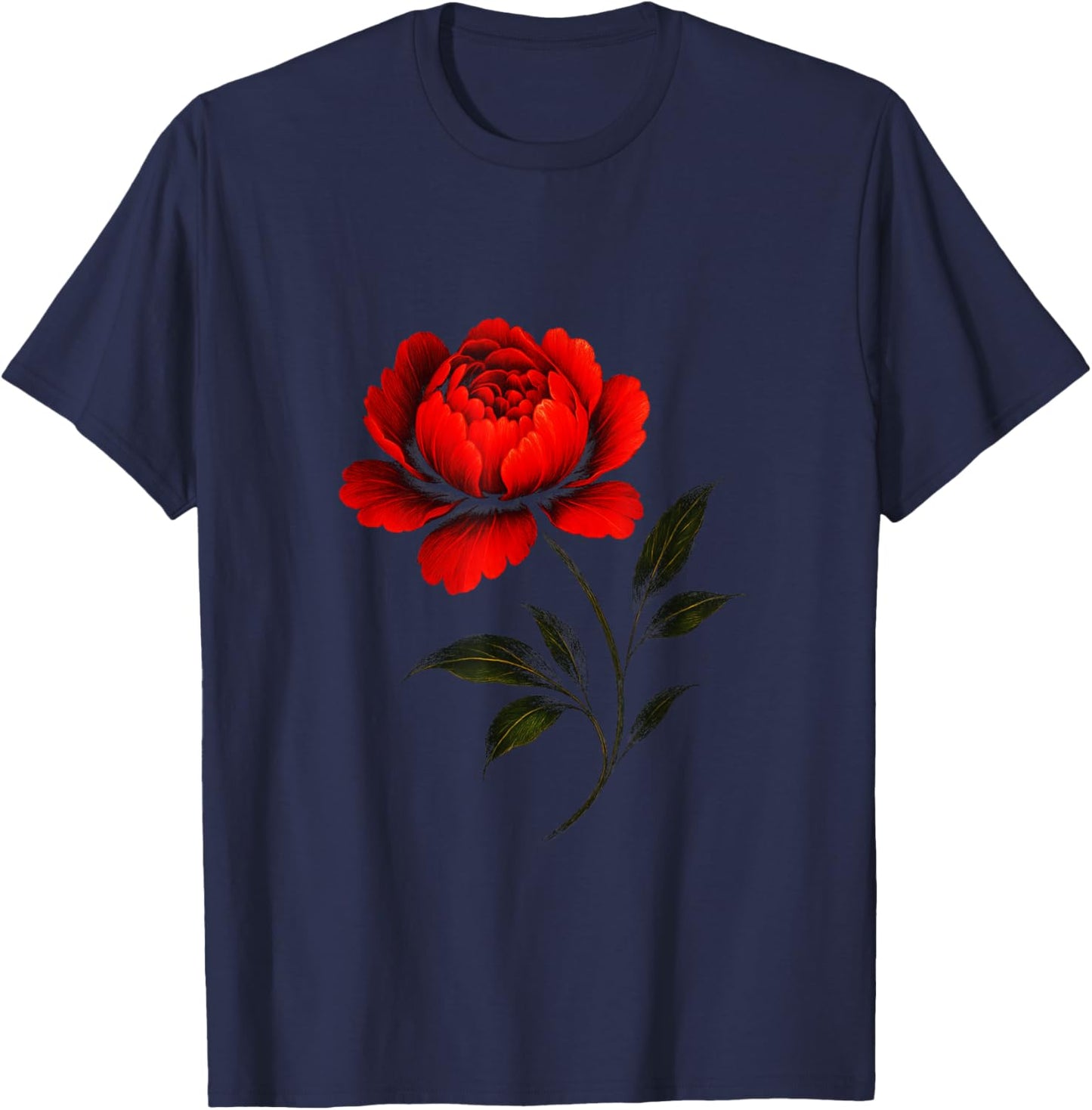 Elegant Rose - Gothic Art Design T-Shirt - T-Shirt | Navy
