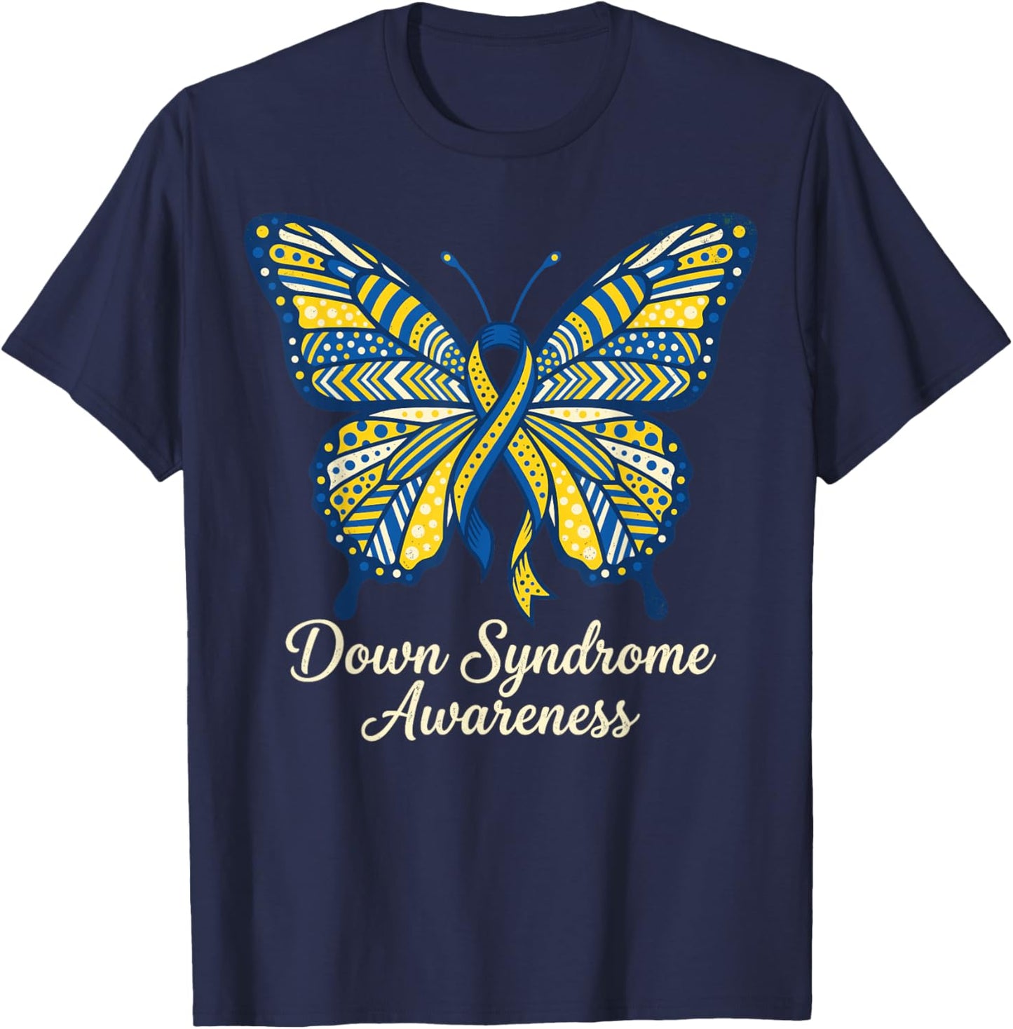 Down Syndrome Awareness Sunflower Ribbon Inclusion Support T-Shirt - T-Shirt | Navy