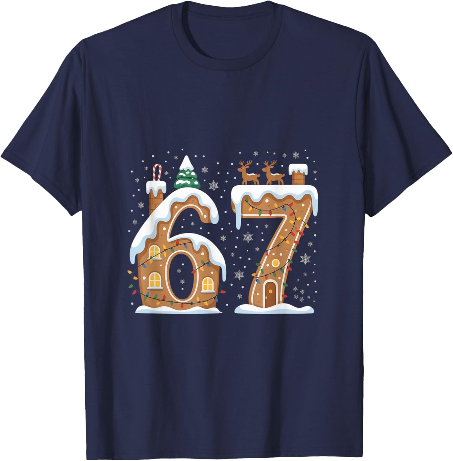 Christmas 67 Funny Xmas Six Seven Ugly Sweater 6-7 T-Shirt - T-Shirt | Navy