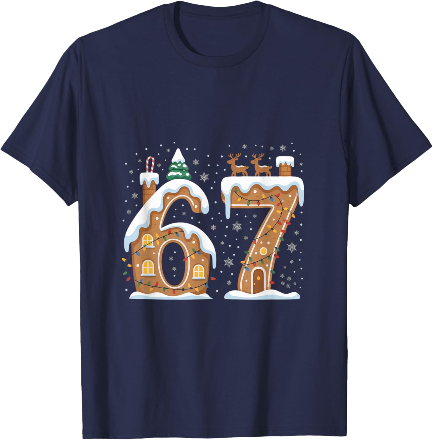 Christmas 67 Funny Xmas Six Seven Ugly Sweater 6-7 T-Shirt - T-Shirt | Navy