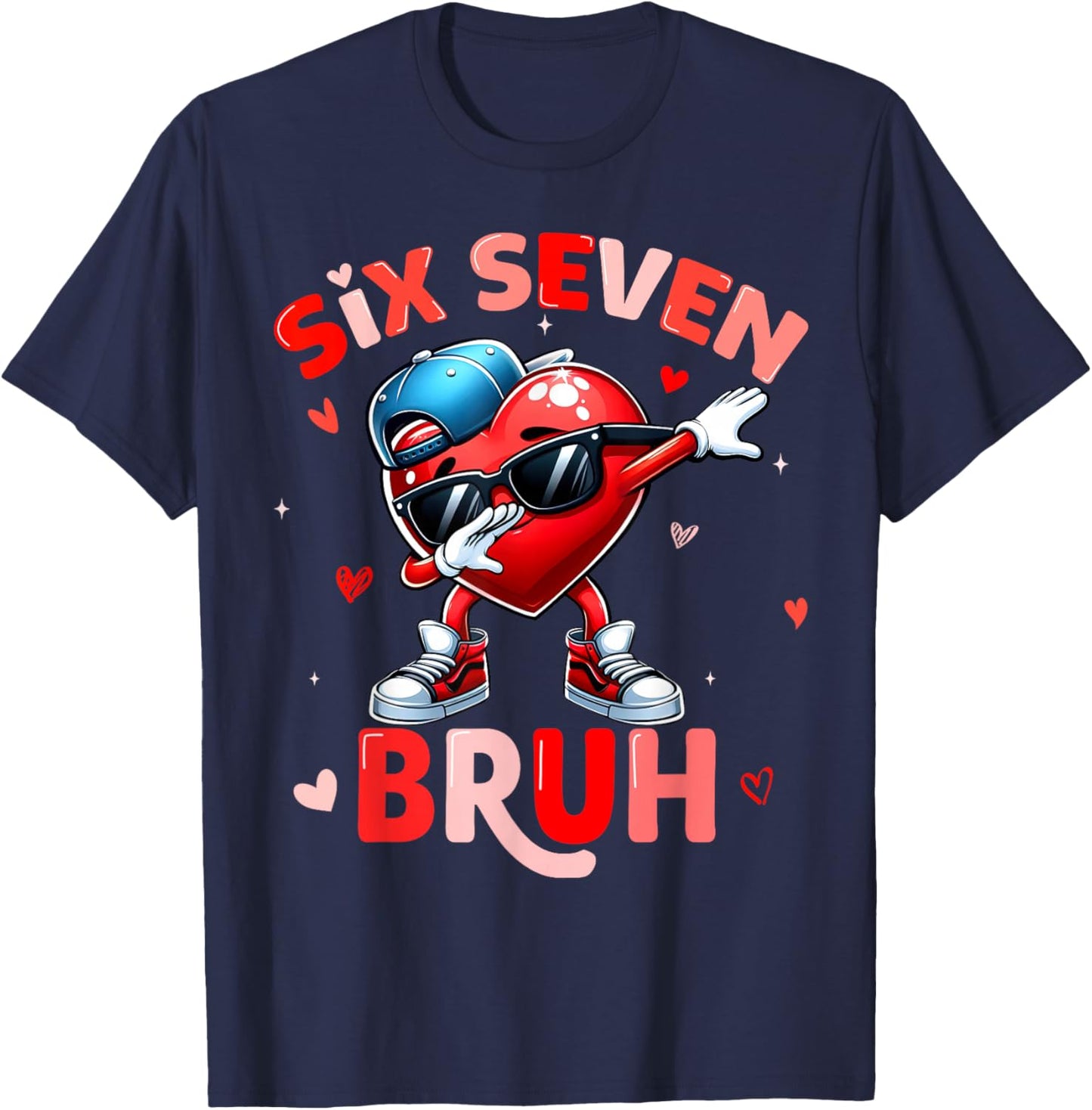 67 Meme 6 7 Heart Dabbing Six Seven Valentines Day Boys Kids T-Shirt - T-Shirt | Navy