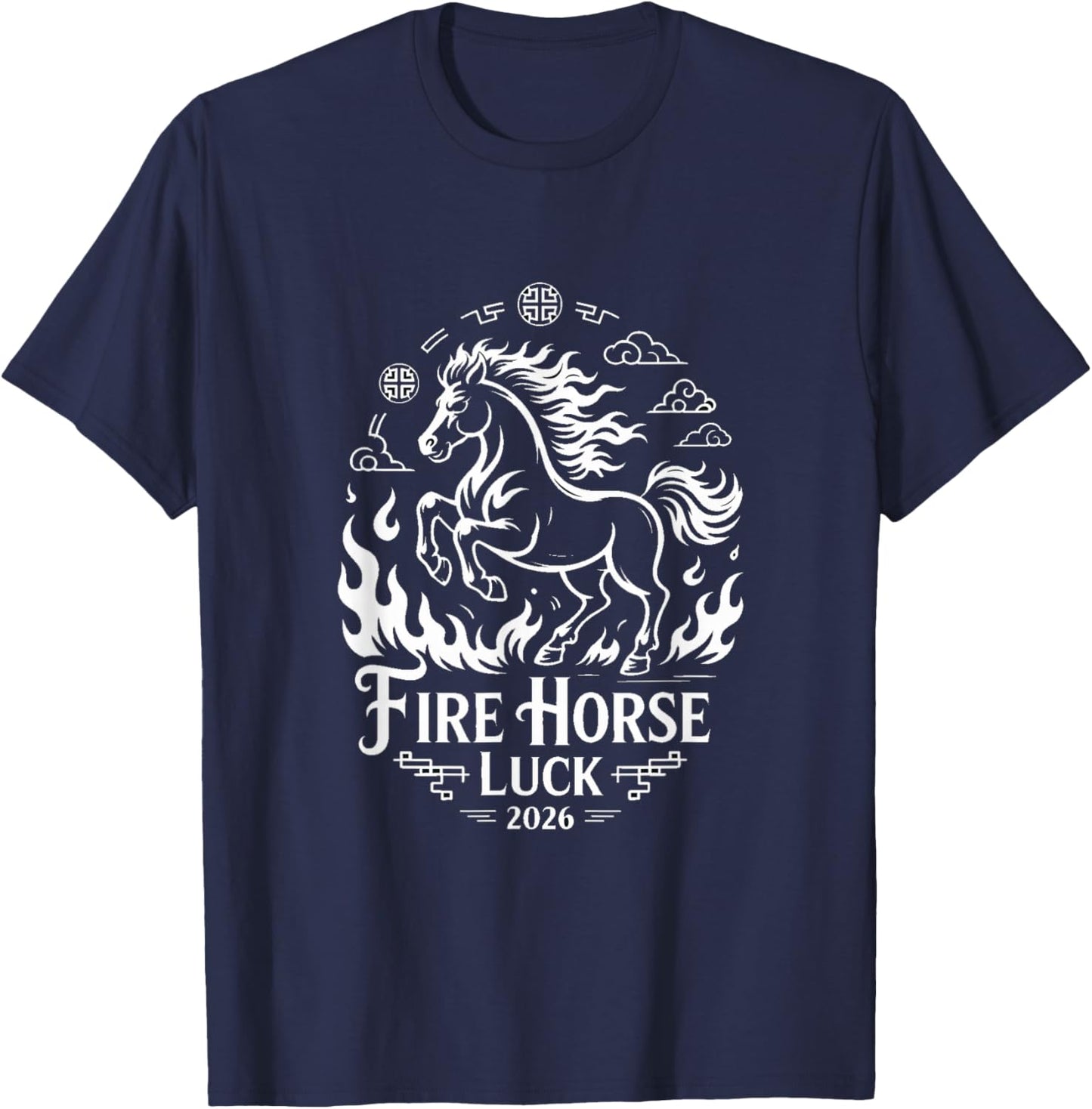 'Fire of Fortune' Chinese New Year Fire Horse 2026 T-Shirt - T-Shirt | Navy