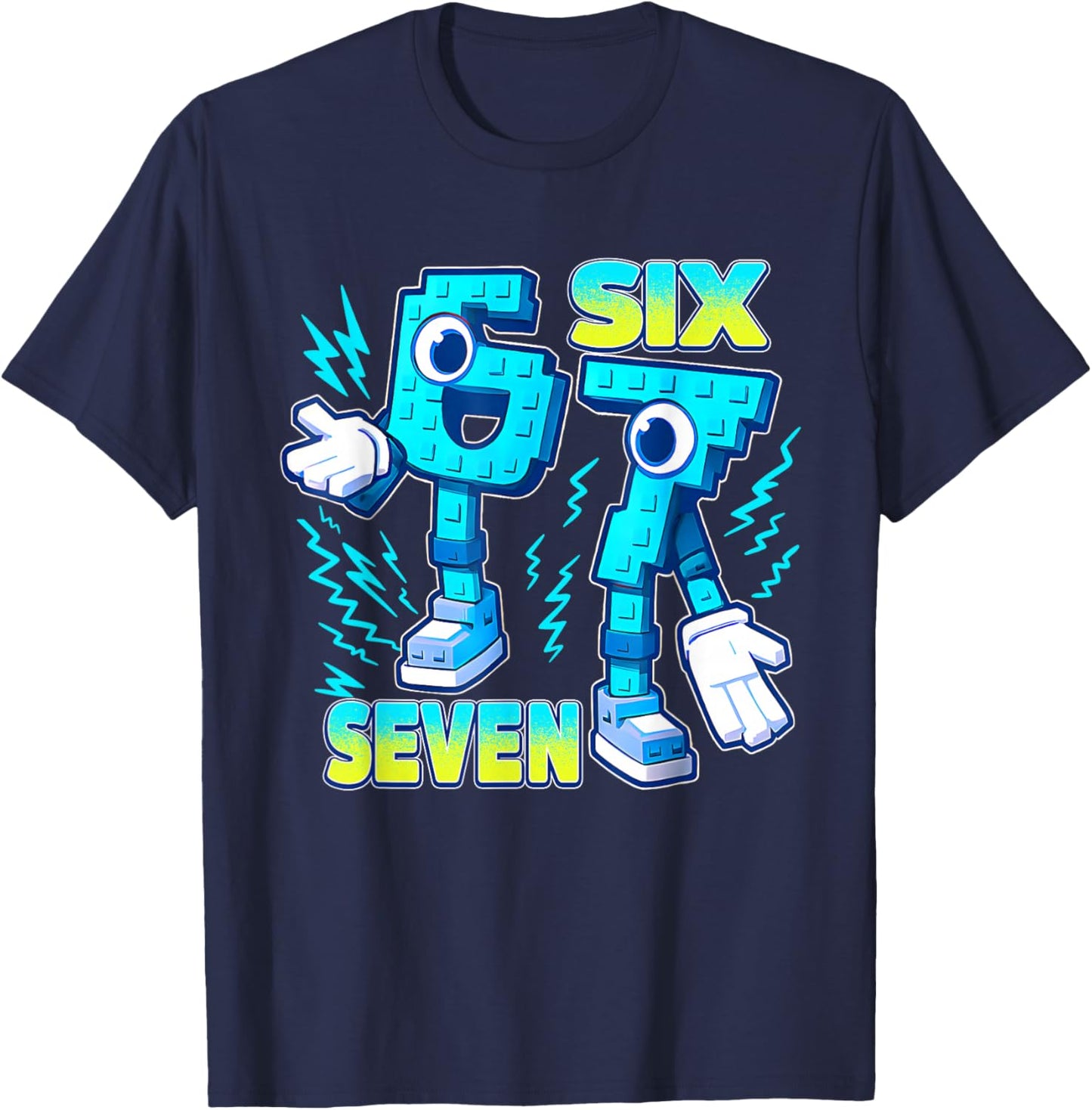 67 Six Seven 6-7 - Funny Italian Brainrot Kids Gaming Meme T-Shirt - T-Shirt | Navy
