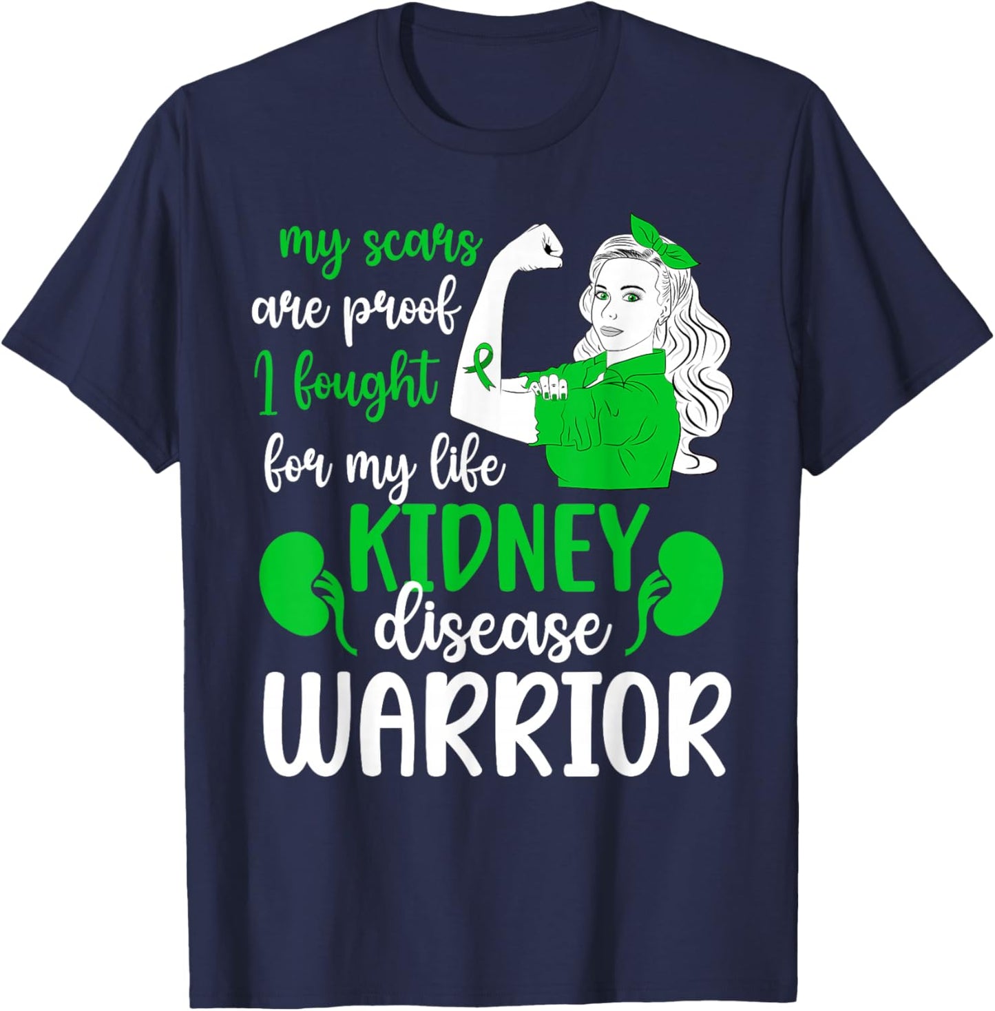 Proud Kidney Disease Warrior Kidney Disease Awareness Month T-Shirt - T-Shirt | Navy