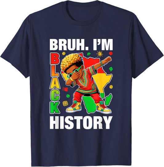 I Am Black History Dabbing Afro Men Boy Black History Month T-Shirt - T-Shirt | Navy