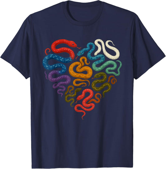 Wild Animal Reptile Valentines Day Predator Heart Snake T-Shirt - T-Shirt | Navy
