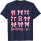 8 Years Old Birthday Girl Pink Bow Girls Kids Cute Birthday T-Shirt - T-Shirt | Navy