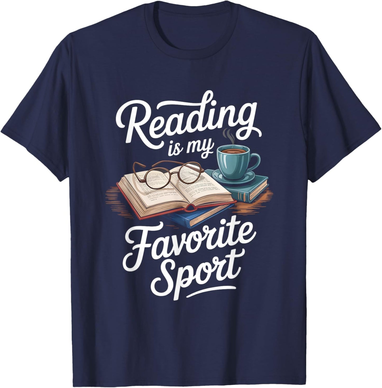 Reading is My Favorite Sport Funny Reader T-Shirt - T-Shirt | Navy