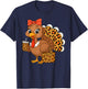 Boujee Turkey Leopard Thanksgiving Women Girl Autumn Fall T-Shirt - T-Shirt | Navy