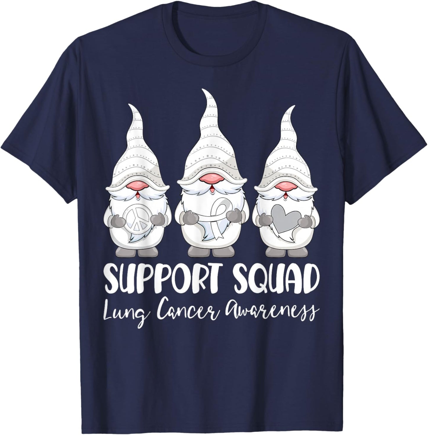 Support Squad Lung Cancer Awareness Month Gnome T-Shirt - T-Shirt | Navy