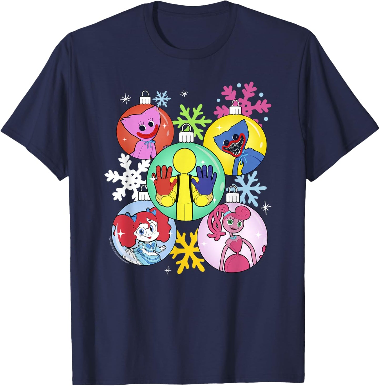 Poppy Playtime Christmas Friends Colorful Portraits T-Shirt - T-Shirt | Navy