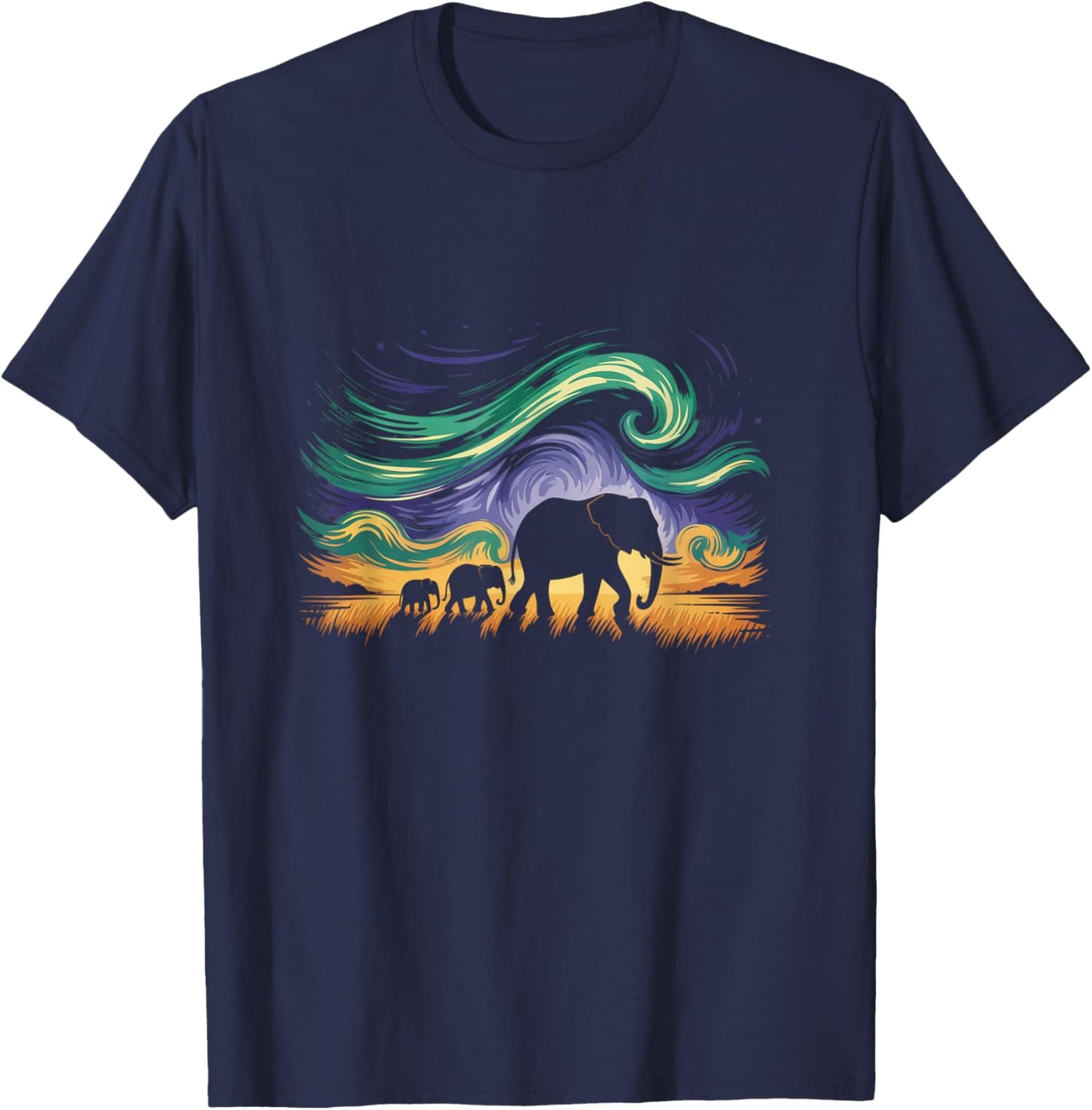 Charming Elephant Modern Art Illustration T-Shirt - T-Shirt | Navy