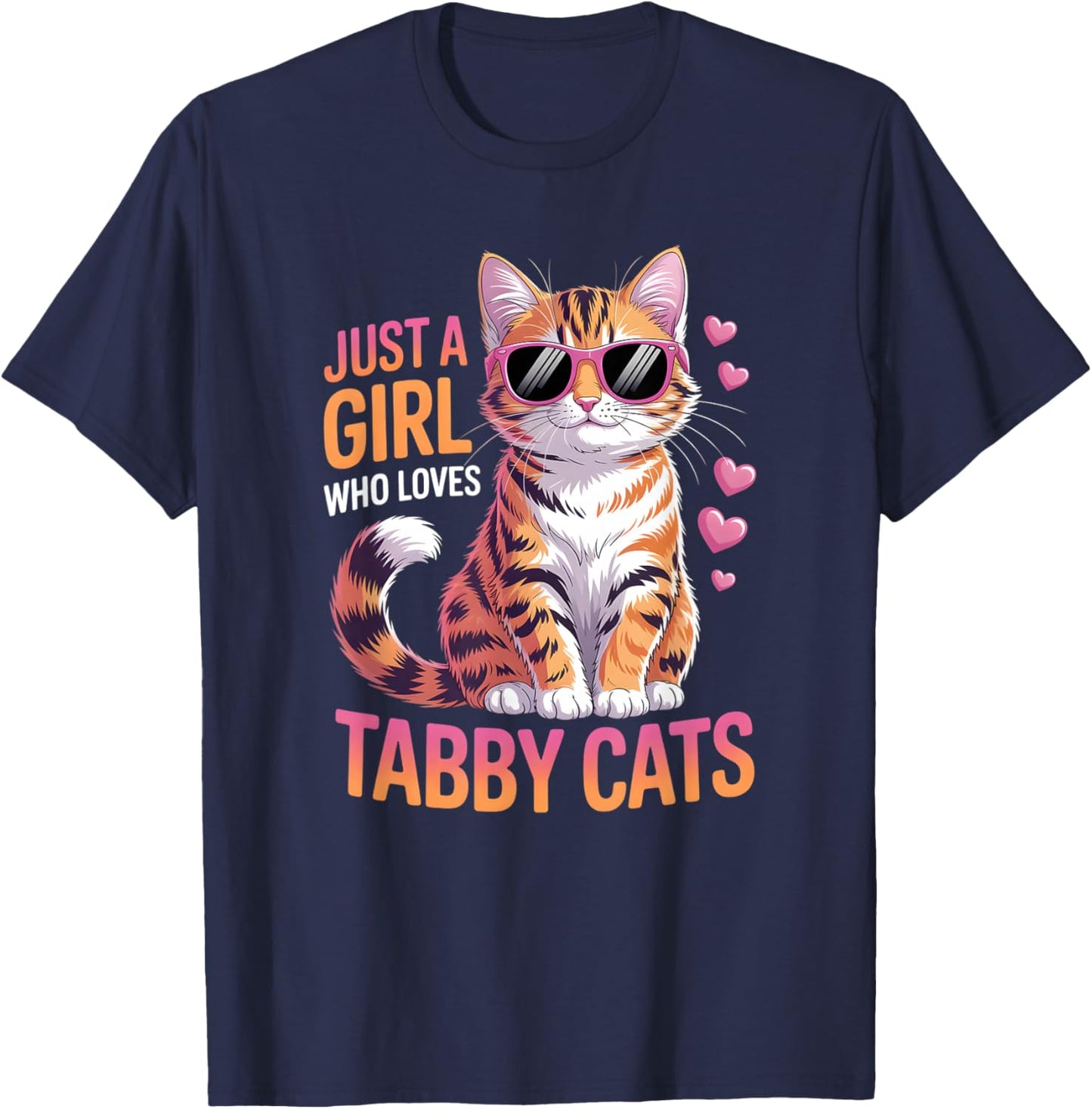 Girls Tabby Cat T-Shirt - T-Shirt | Navy