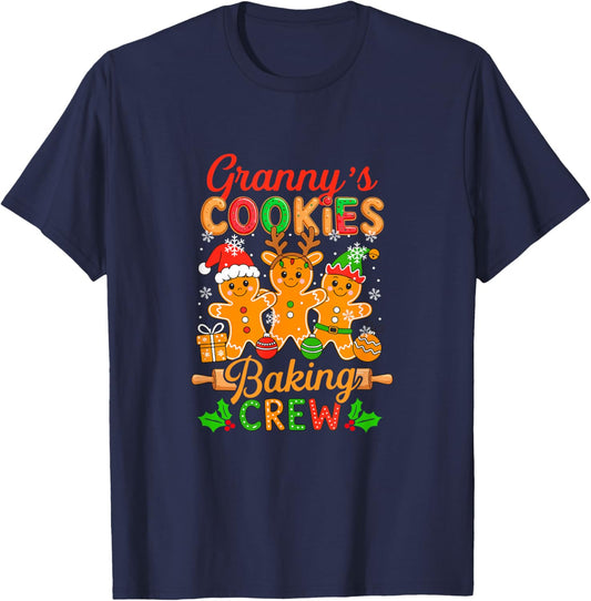 Granny's Xmas Cookie Baking Crew Funny Baker Gingerbreads T-Shirt - T-Shirt | Navy