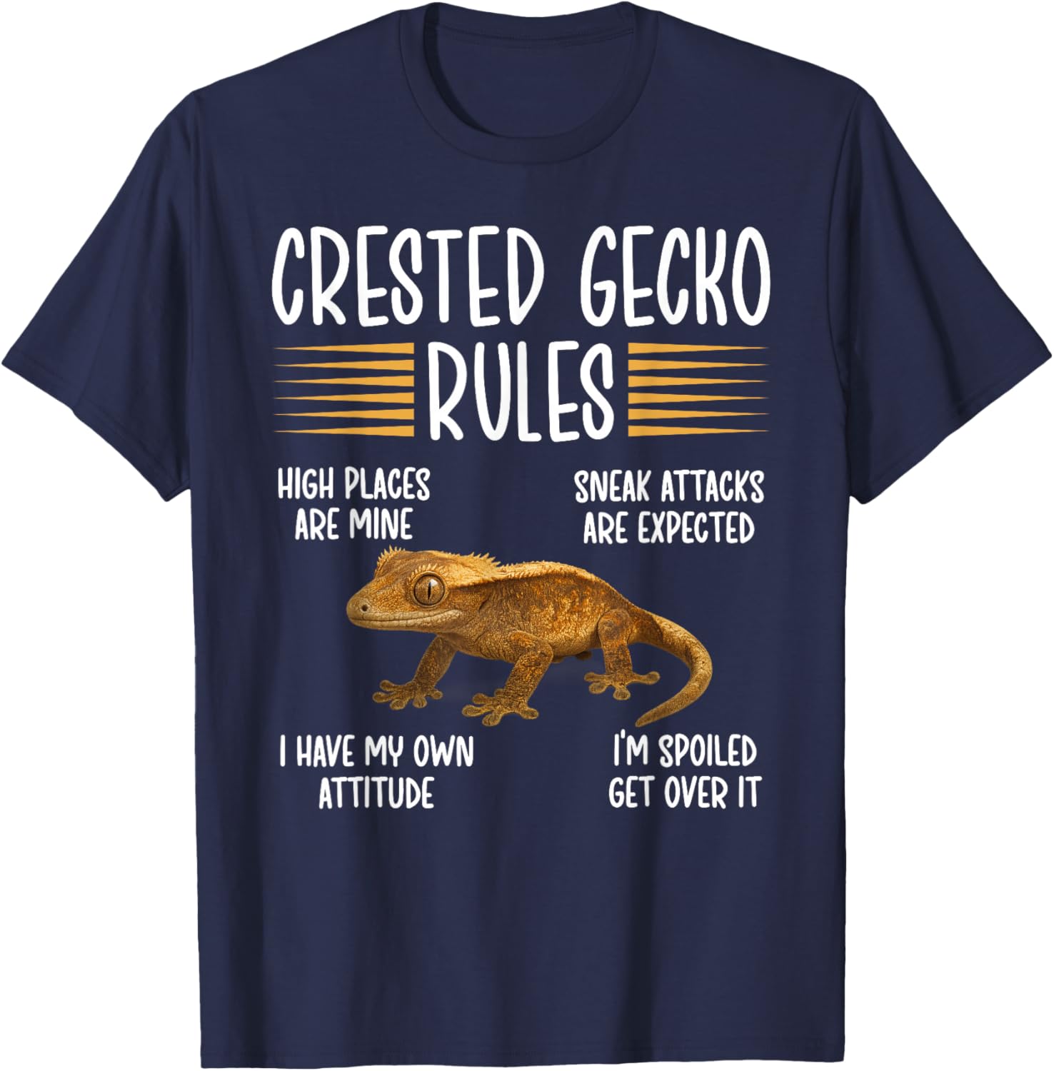 Crested Gecko Rules Crestie Owner Crested Gecko Lover T-Shirt - T-Shirt | Navy