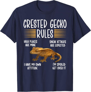 Crested Gecko Rules Crestie Owner Crested Gecko Lover T-Shirt - T-Shirt | Navy