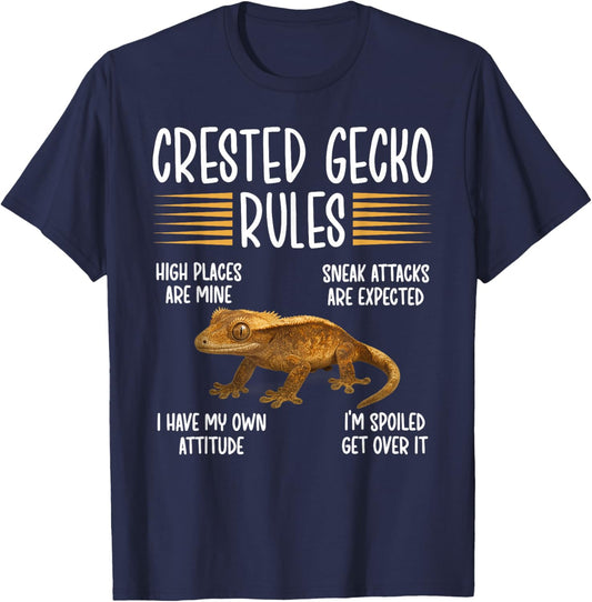 Crested Gecko Rules Crestie Owner Crested Gecko Lover T-Shirt - T-Shirt | Navy