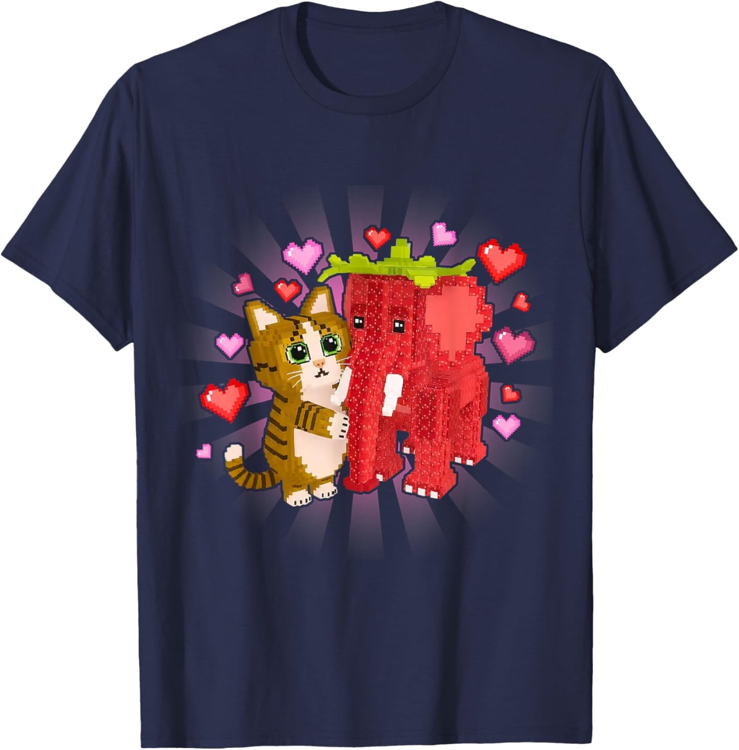 Meowl Strawberry Elephant OG Brainrot Valentine Hearts T-Shirt - T-Shirt | Navy