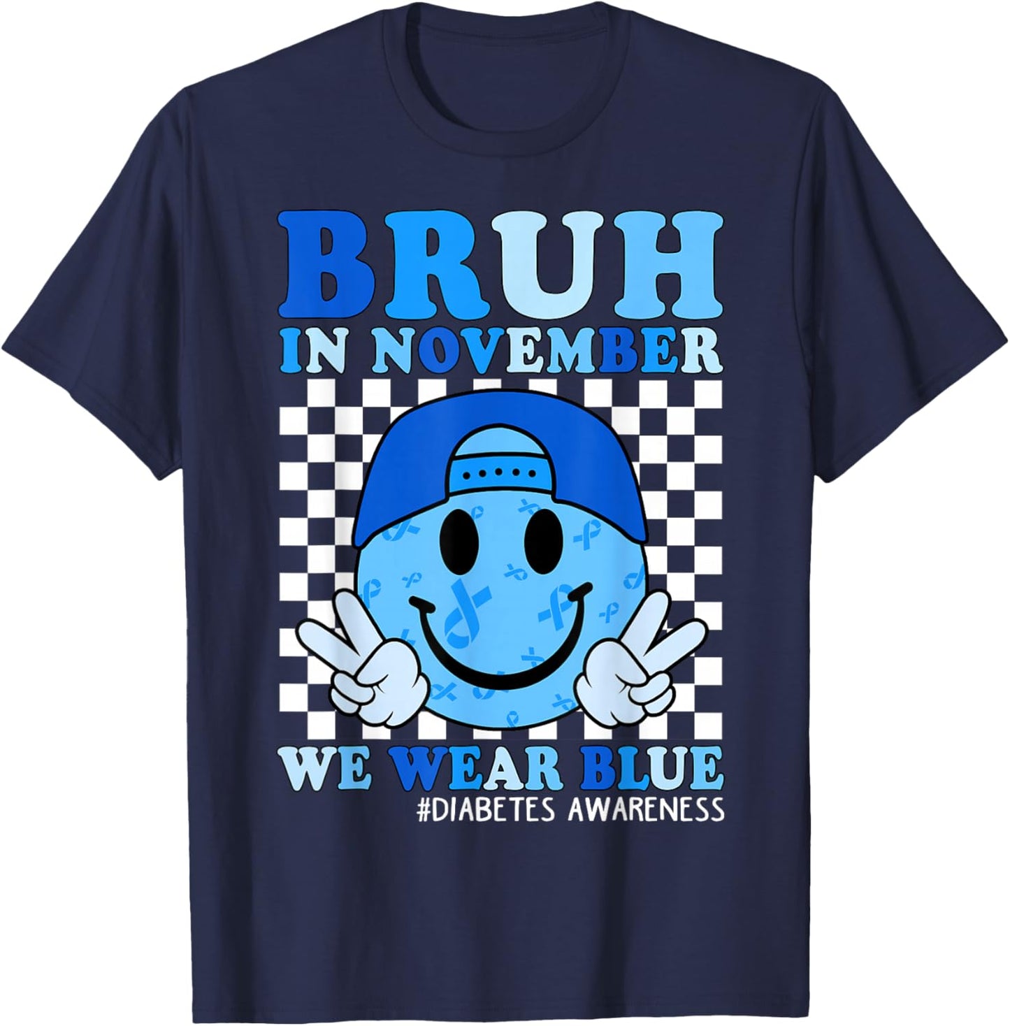 Boys Bruh in November We Wear Blue Diabetes Awareness Kids T-Shirt - T-Shirt | Navy