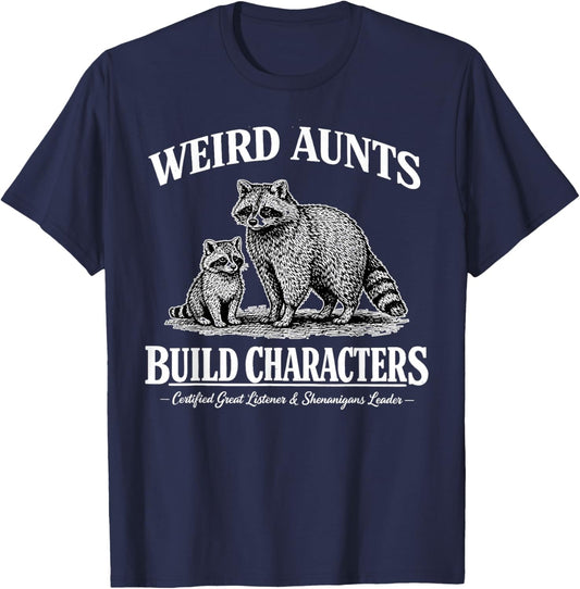 Weird Aunts Build Characters Funny Auntie Vintage Raccoons T-Shirt - T-Shirt | Navy