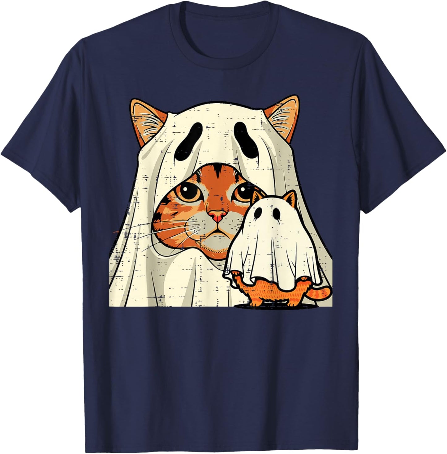 Halloween Ghost Cat Pictorial Funny Costume Women Men Kids T-Shirt - T-Shirt | Navy