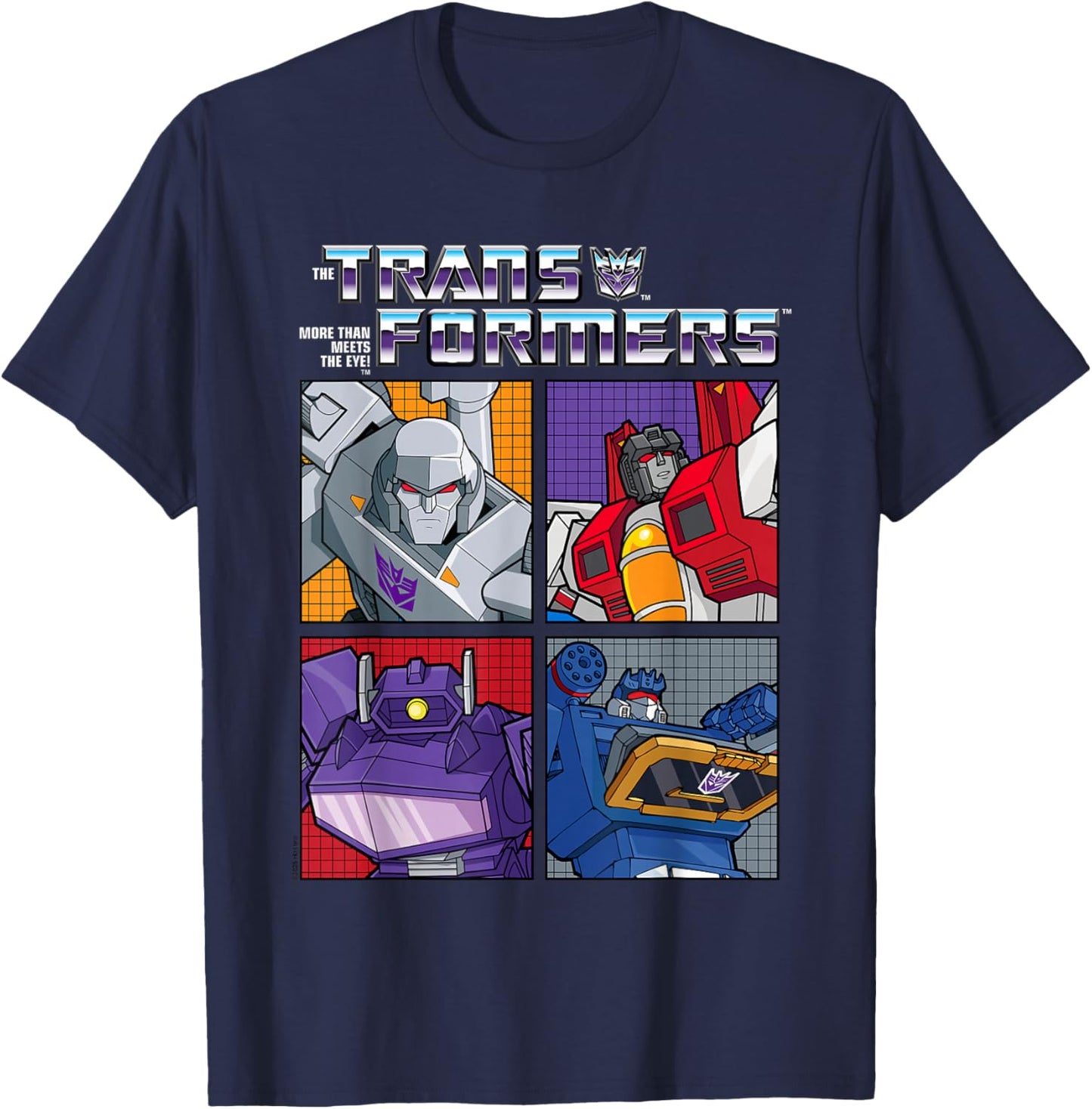 Transformers Retro Villainous Decepticon Grid T-Shirt - T-Shirt | Navy