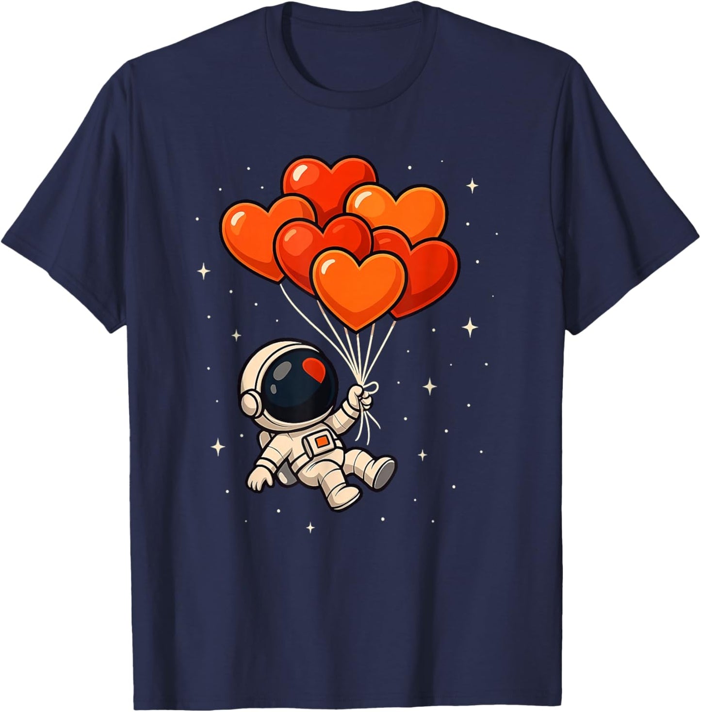 Funny Astronaut Heart Balloons Valentines Kids T-Shirt - T-Shirt | Navy