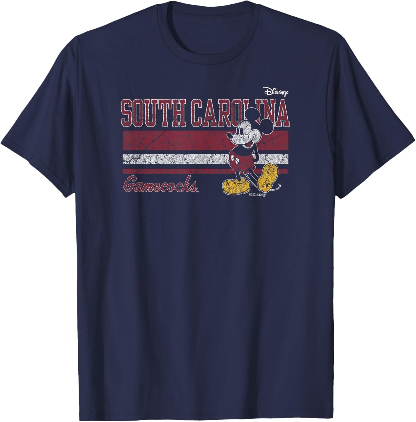 South Carolina Gamecocks Mickey Mouse Vintage Black T-Shirt - T-Shirt | Navy