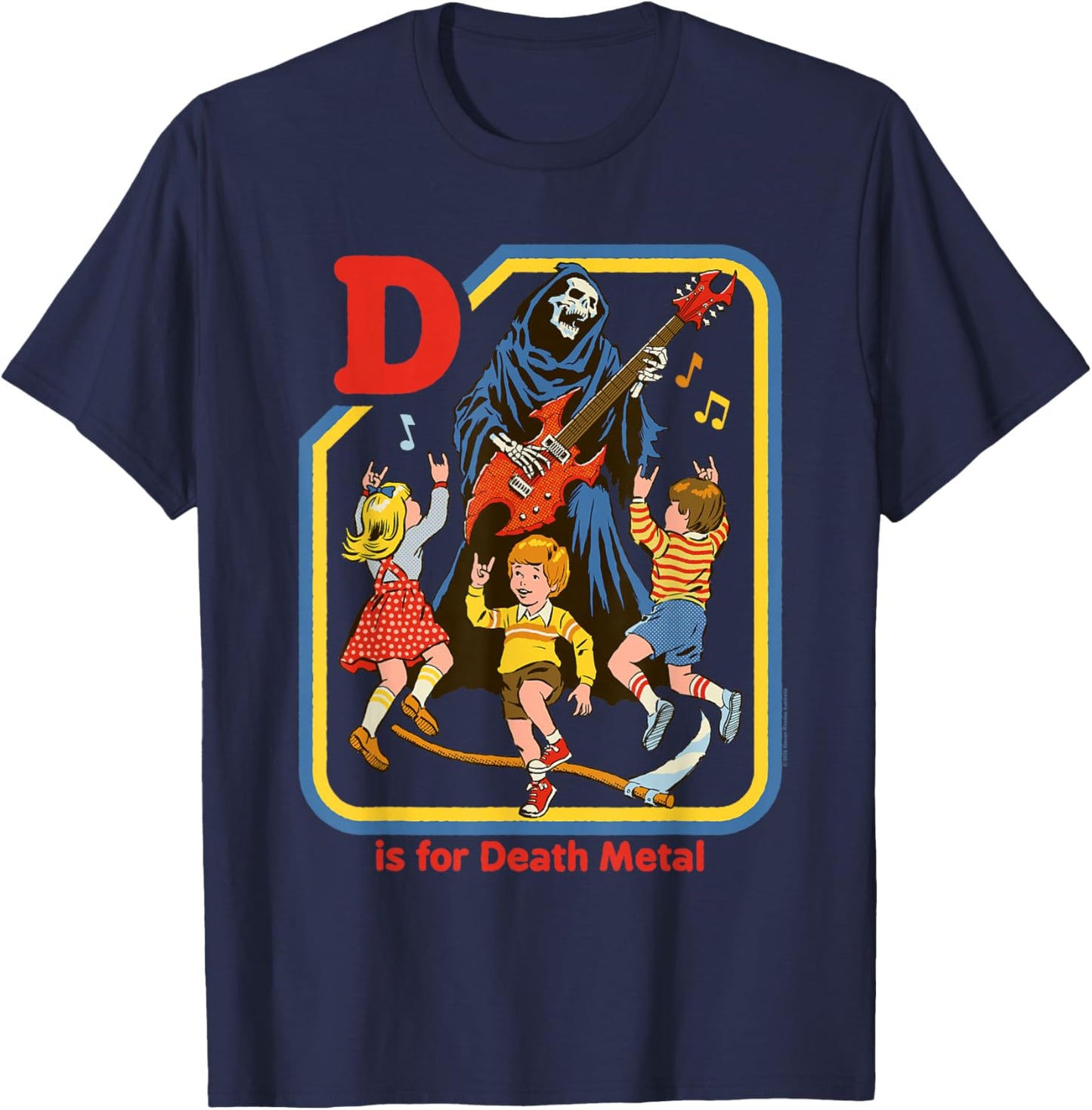 Steven Rhodes D is for Death Metal Grim Reaper Retro Humor T-Shirt - T-Shirt | Navy